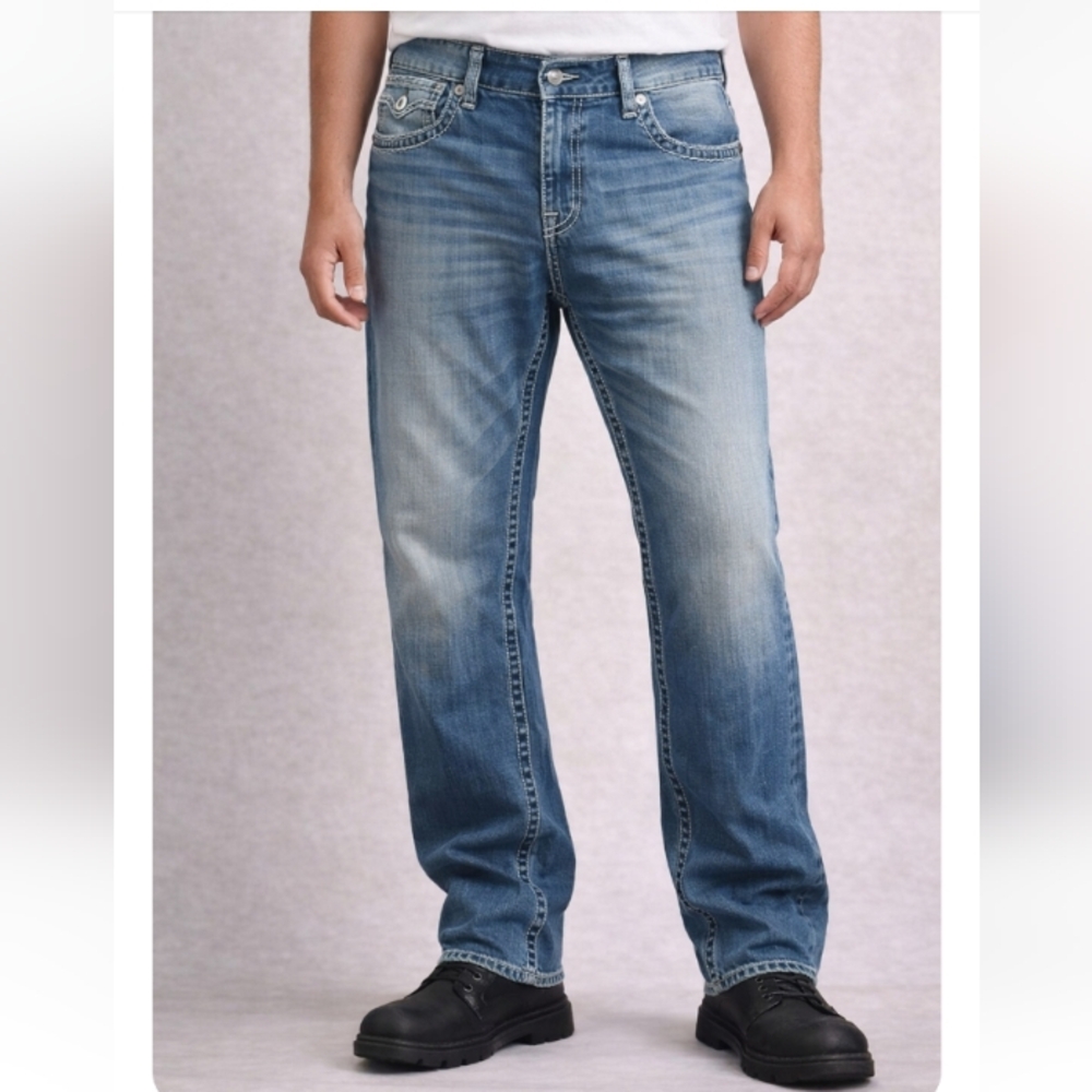 True Religion Straight Jeans Natural Big T Stitch | Size 42